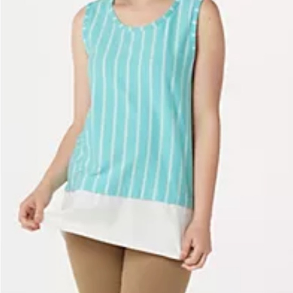 Kathleen Kirkwood Striped Tank with Shirttail Hem